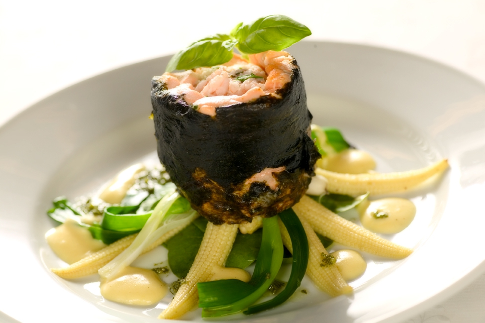 Ballantine af laks med rejemousse