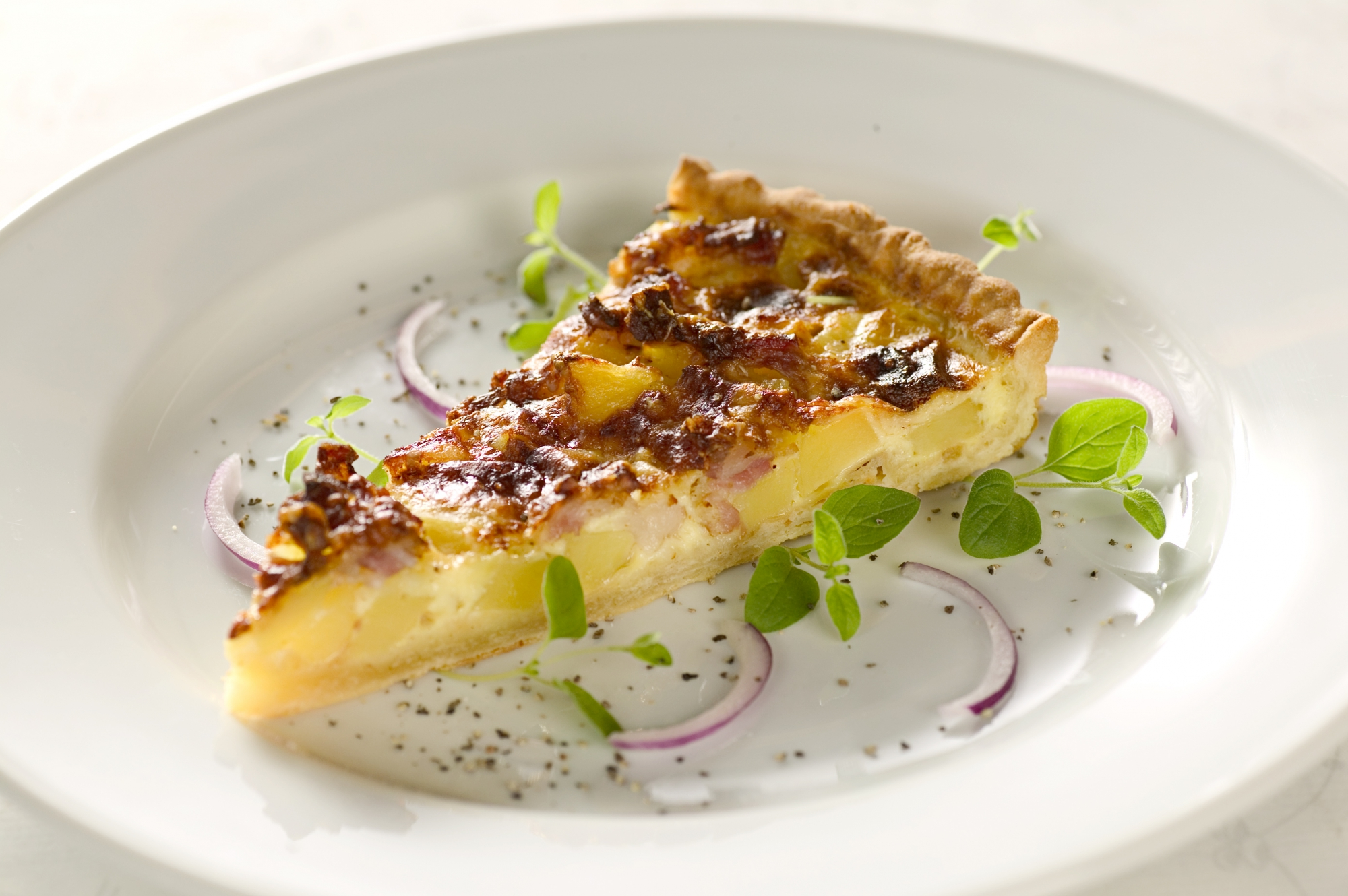 Bacon- og kartoffelquiche
