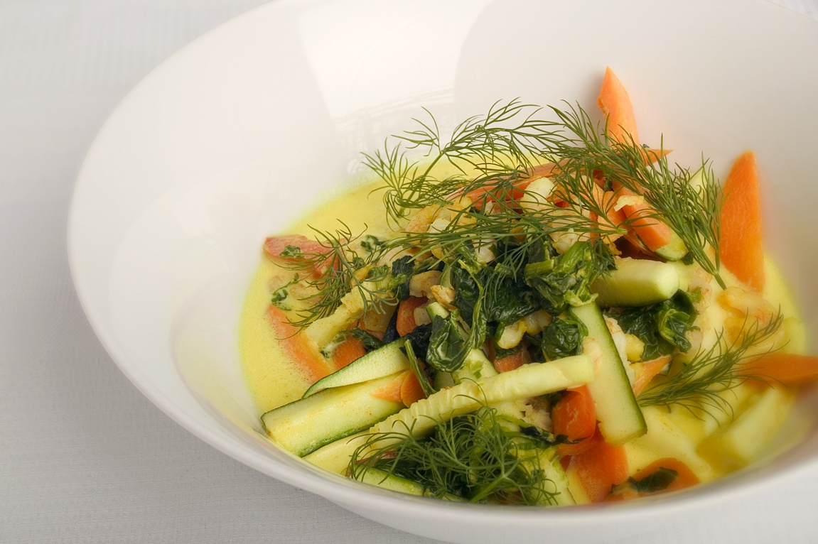 Rejer i kokos-karrysauce