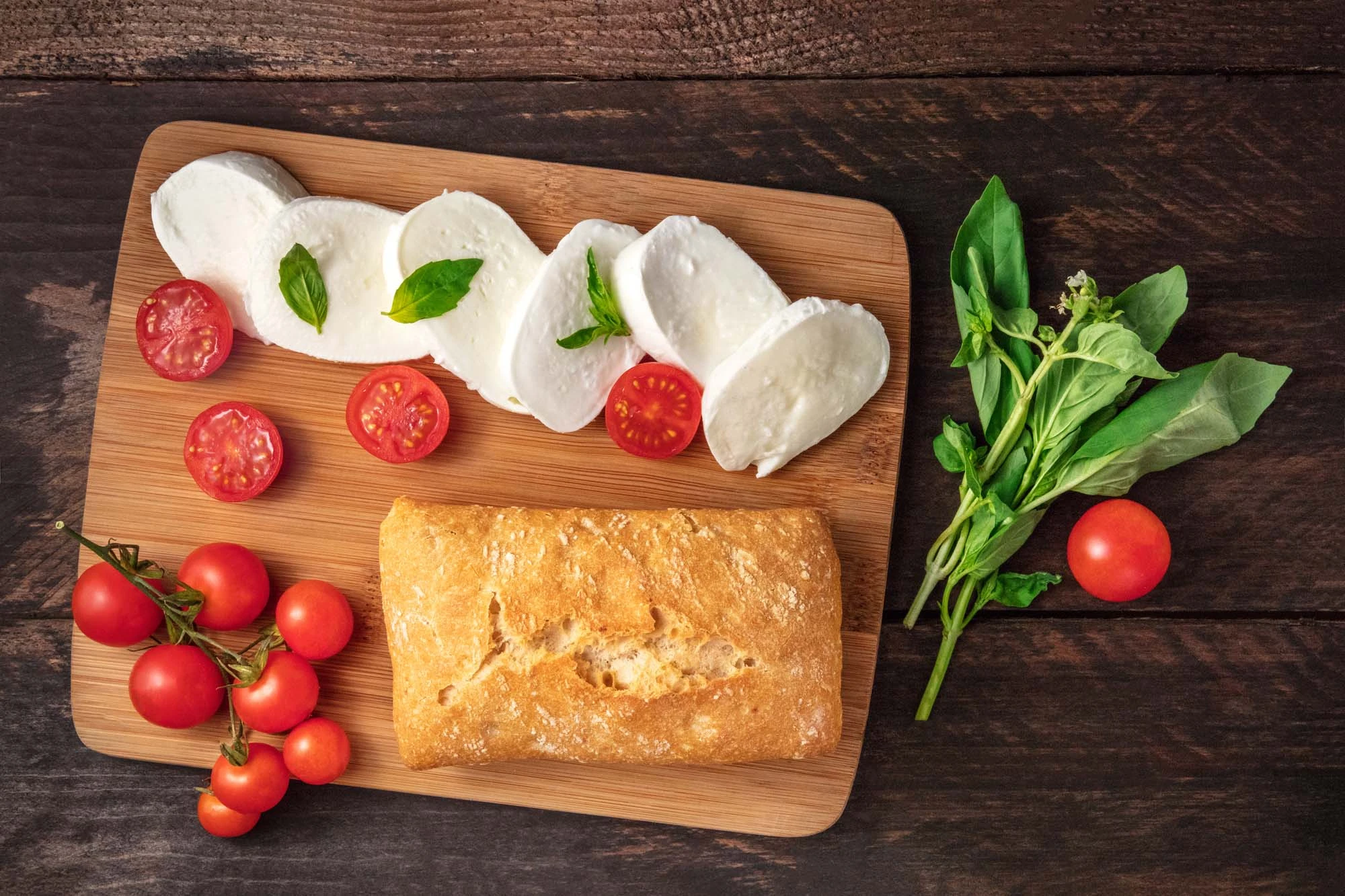Marineret mozzarella på ciabattabrød