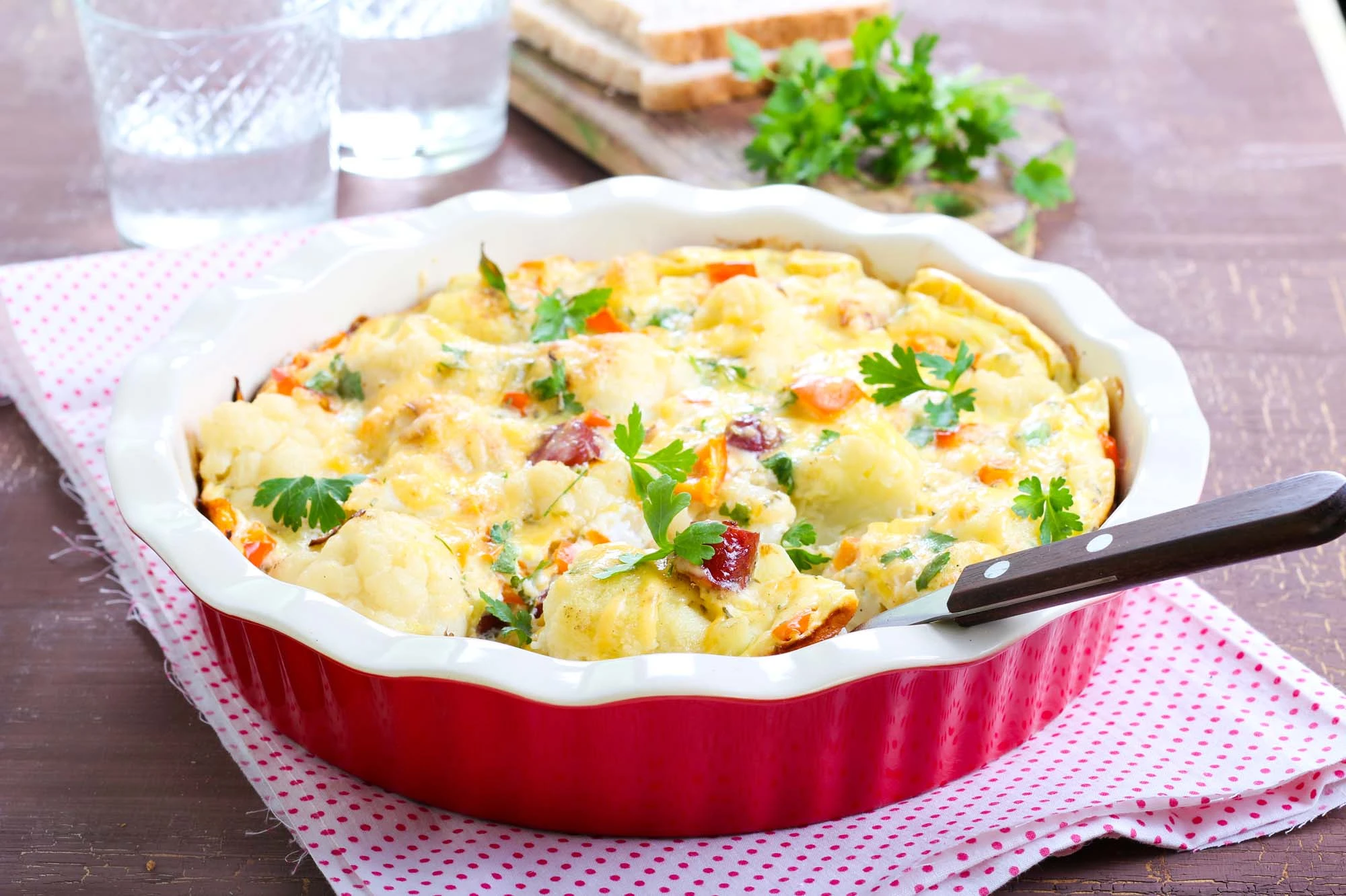 Blomkålsgratin med skinke