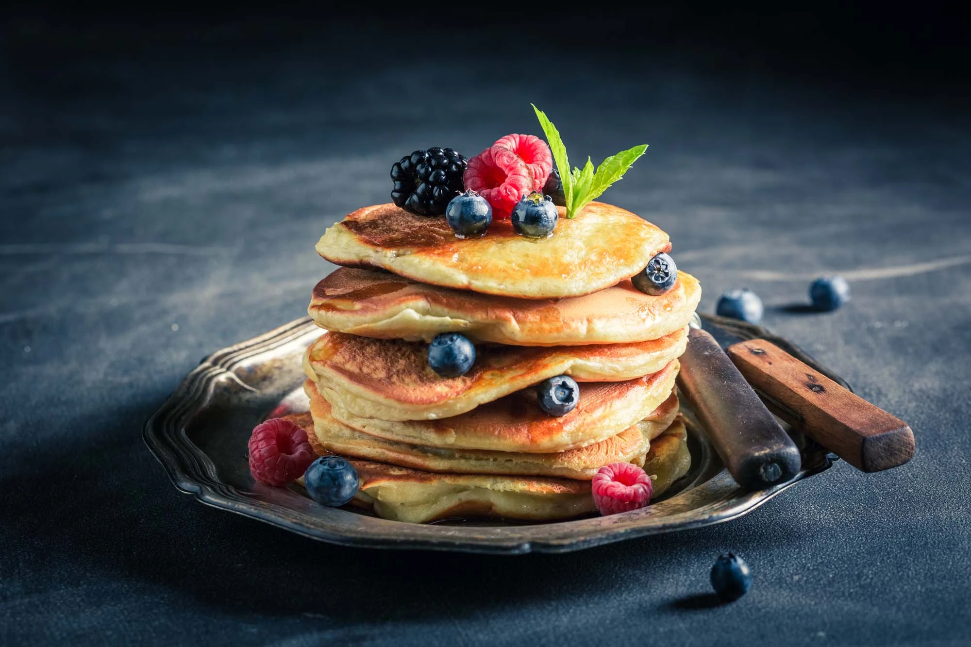 Amerikanske brunch pandekager med havregryn