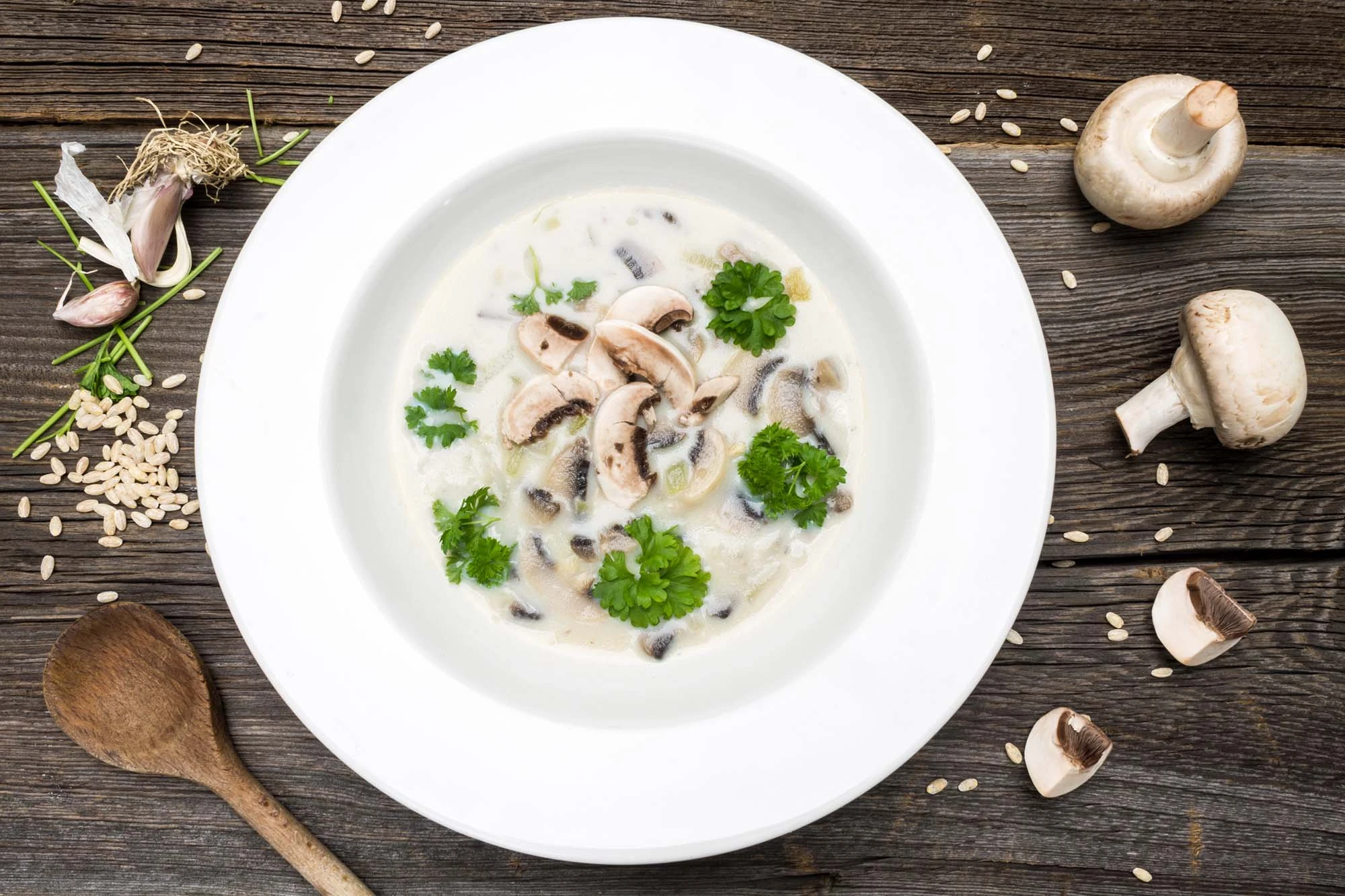 Svampesuppe med hvidløg