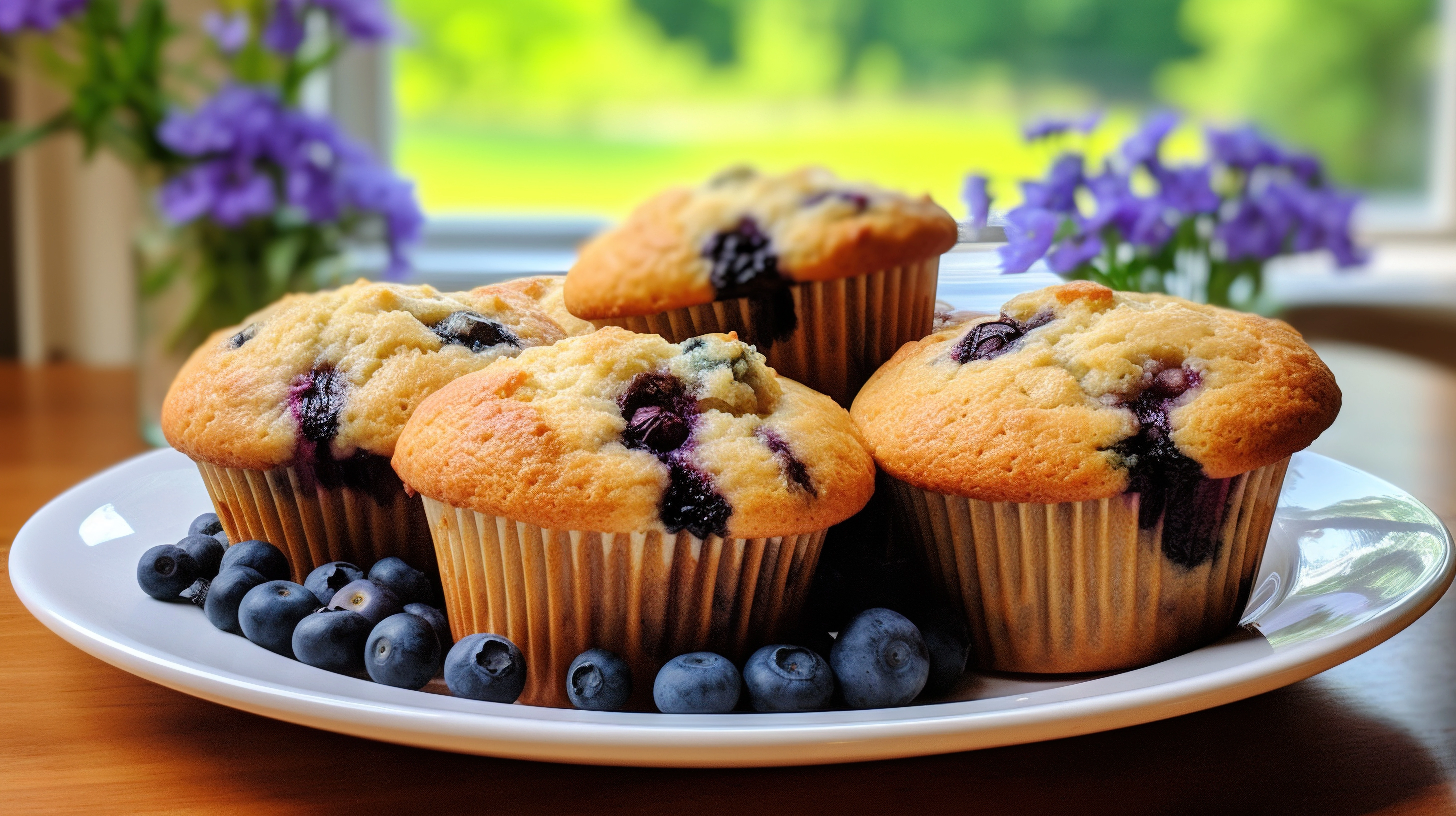 Muffins med hvid chokolade og blåbær