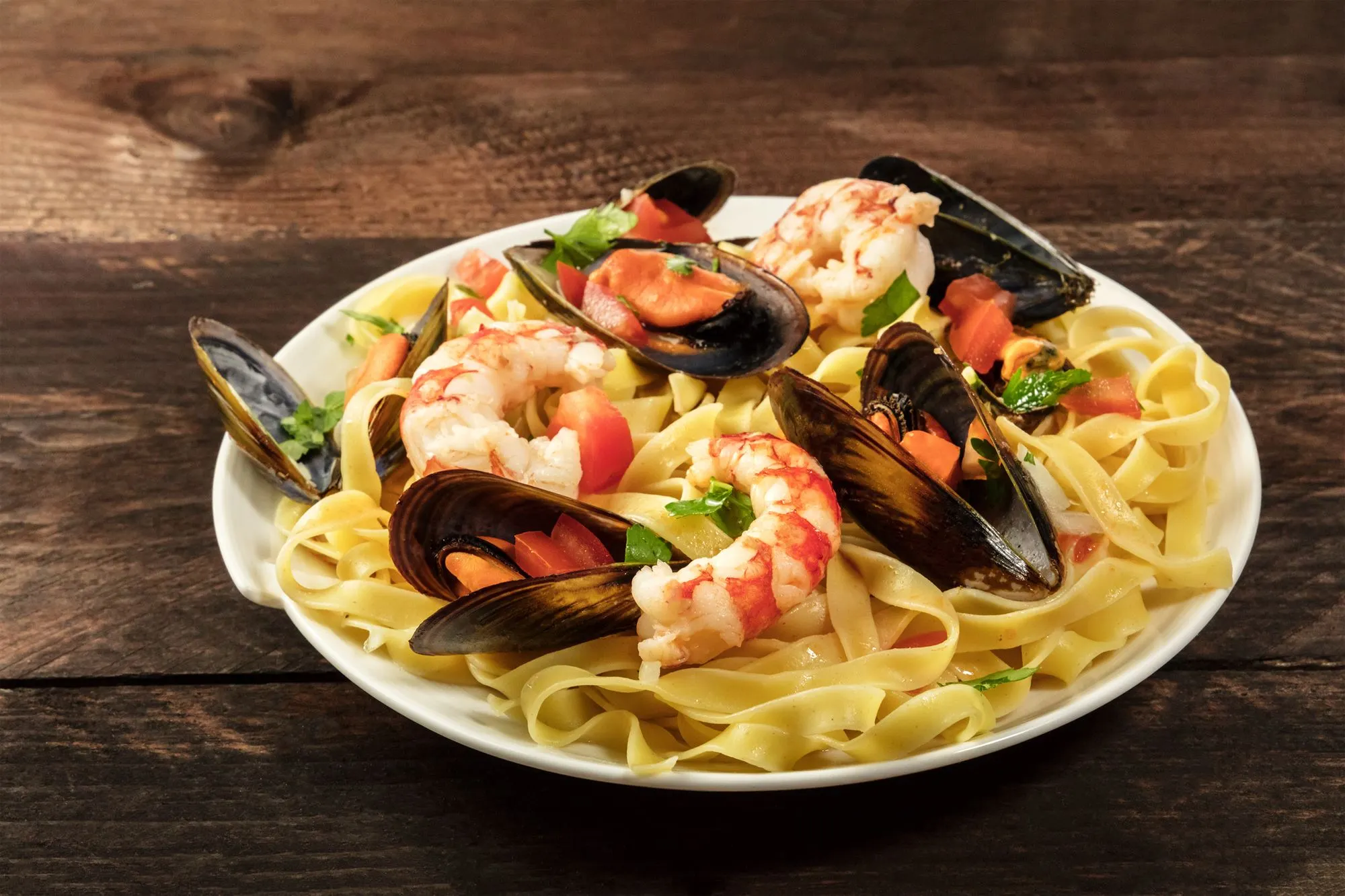 Pasta med blåmuslinger i cider