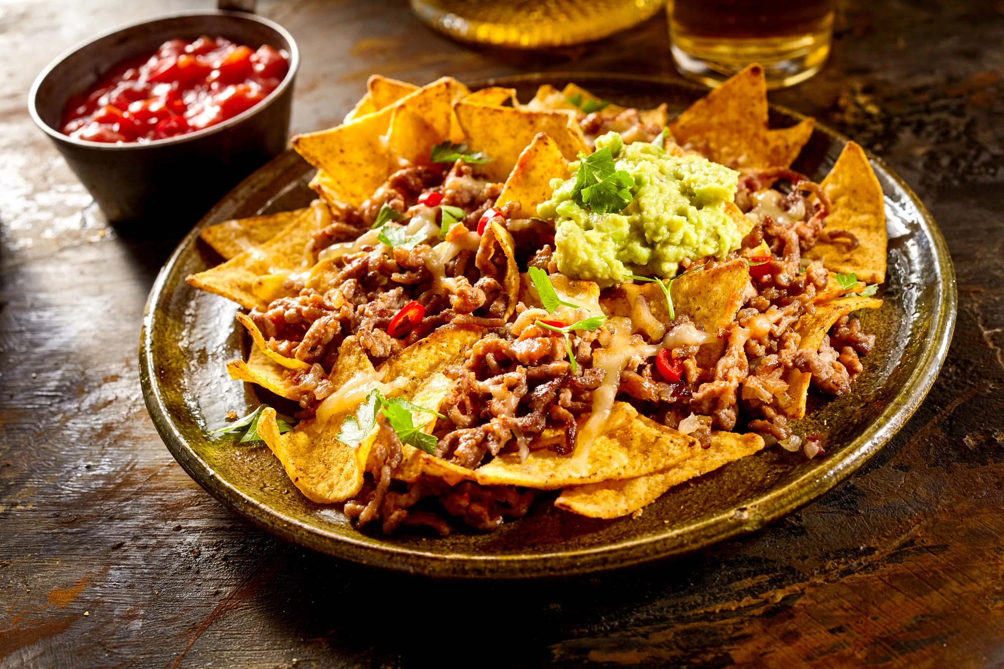 Nachos med oksekød