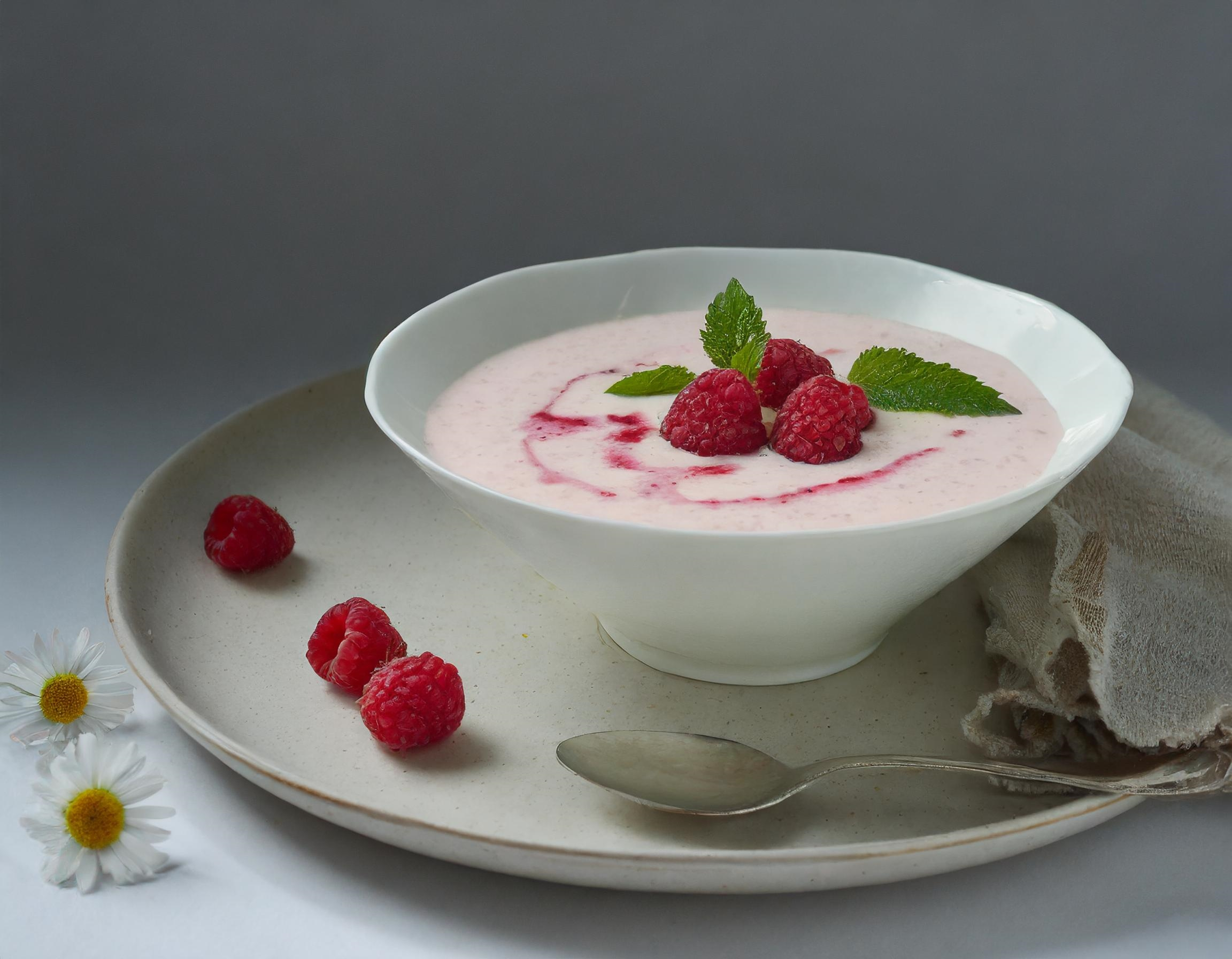 Koldskål med hindbær